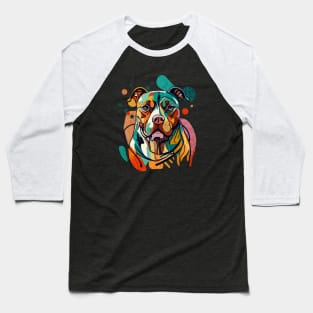 Modern Abstract Pitbull Lineart Color Explosion Baseball T-Shirt